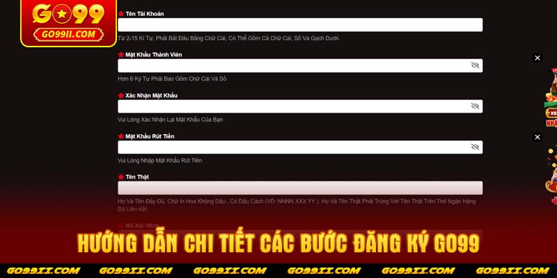 Hướng dẫn chi tiết các bước đăng ký GO99